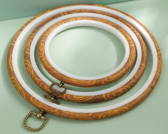 Round Faux Wood Plastic Hoops 